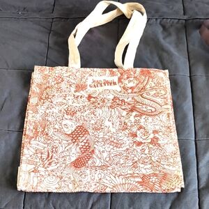 JPG Jean Paul Gaultier Cream and Red Tattoo Print XL 2 Strap Canvas Tote Bag New